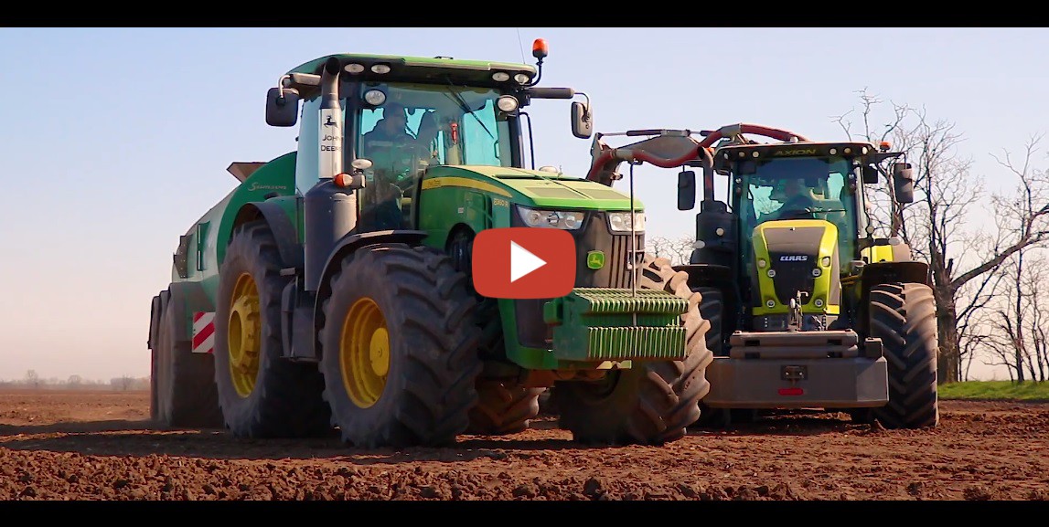 Digestat ausbringen 2020 Mit John Deere 7R 8R und Claas Axion 850